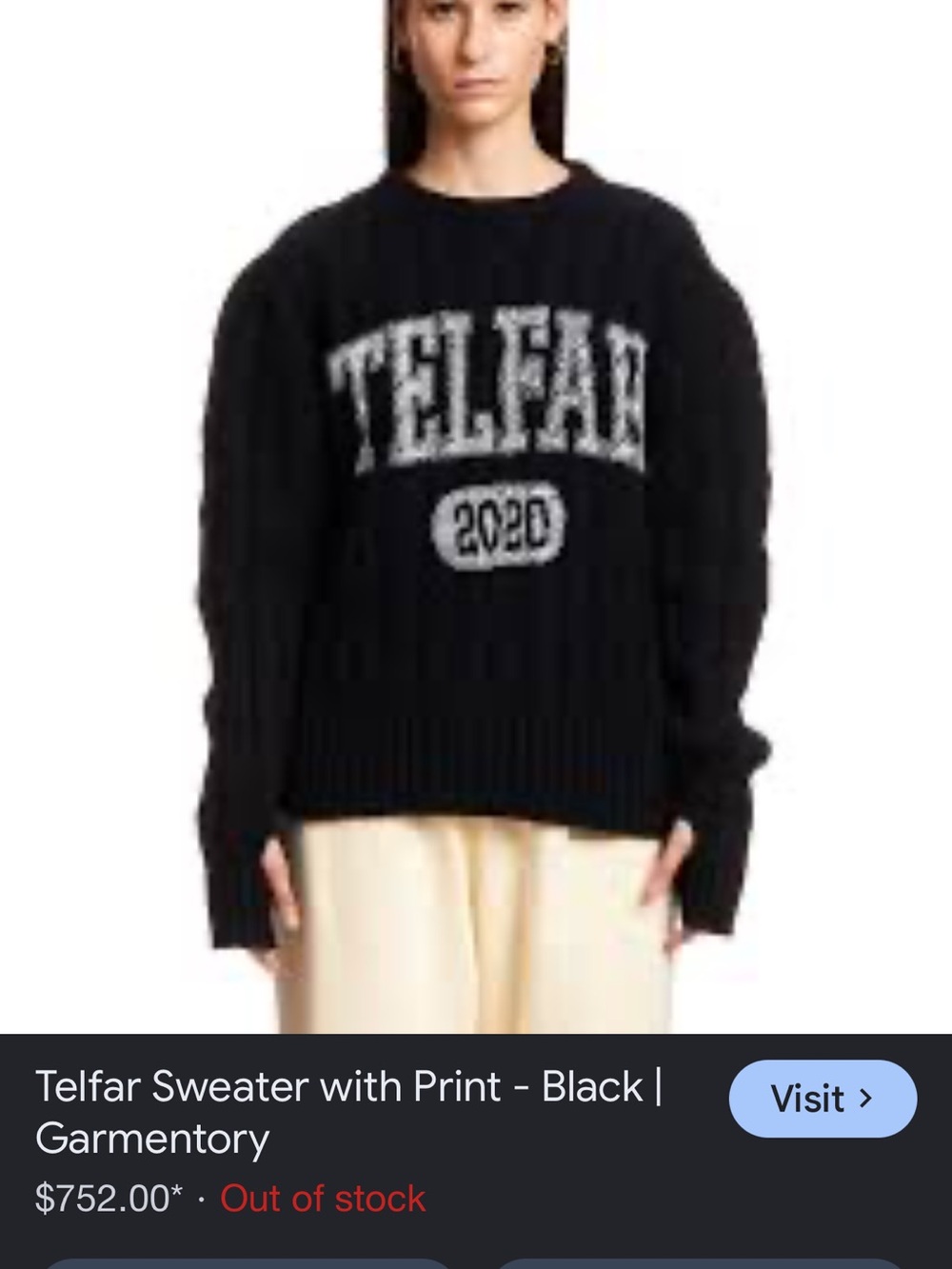 Telfar Black Cable-Knit Logo Sweater Unisex